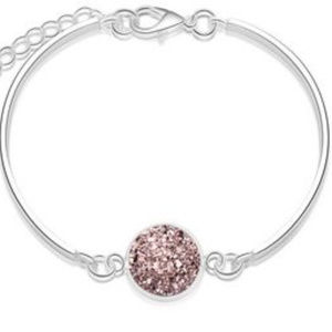 Light brown & silver faux druzy bracelet